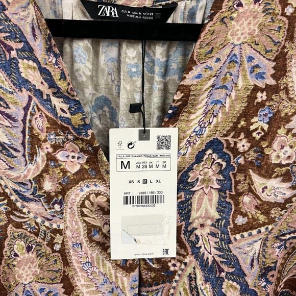 NWT Zara Paisley Printed Blouse - Picture 4 of 4